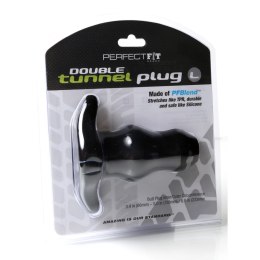 Perfect Fit Double Tunnel Plug Large Black - dwukanałowa zatyczka czarna L Perfect Fit