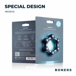 Boners Hexagon - silikonowy pierścień intymny z kulkami stalowymi