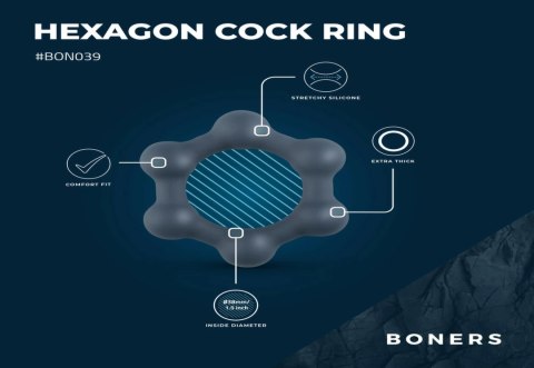 Boners Hexagon - silikonowy pierścień intymny z kulkami stalowymi