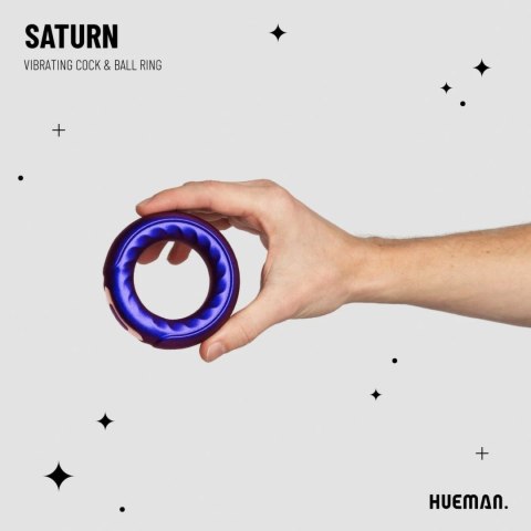 Hueman Saturn - Wibrujący pierścień silikonowy z 10 trybami, fioletowy