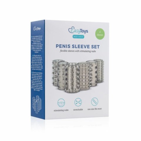 TOYJOY Zestaw 6 elastycznych nakładek teksturowanych, przezroczysty