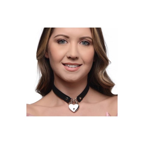 XR Brands Choker Locking Heart z zamkiem serce, czarny, regulowany XR Brands