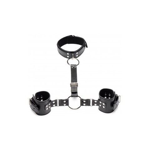 XR Brands Neck to Wrist Bondage Set, regulowany, skora PU, czarny XR Brands