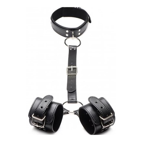 XR Brands Neck to Wrist Bondage Set, regulowany, skora PU, czarny XR Brands