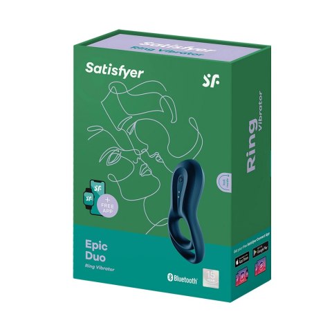 Satisfyer Epic - Pierścień wibrujący silikonowy, czarny, z silnym silnikiem Satisfyer