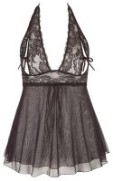 Cottelli CURVES Babydoll czarna 4XL z dekoracyjną kokardką i rozcięciem Cottelli