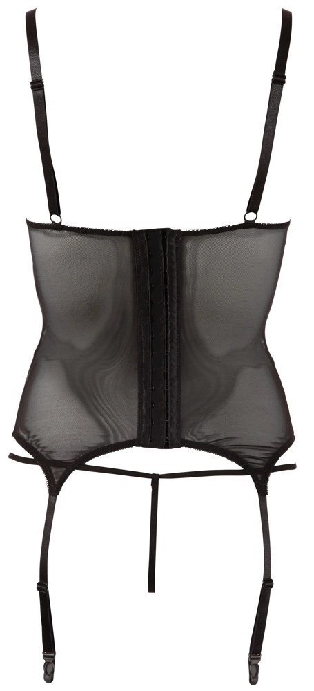 Cottelli Lingerie Koszulka Siatkowa Czarna XL z Paskami i Stringami Cottelli