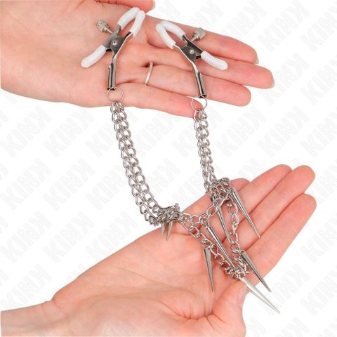 KINK Zaciski na sutki z łańcuszkami 30 cm - metalowe, regulowane KINK