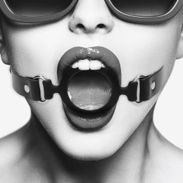 Ouch! Silikonowy anatomiczny knebel z kulką, regulowany, czarny Ouch! by Shots