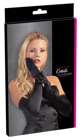 Cottelli Accessories długie satynowe rękawiczki czarne S-L Cottelli