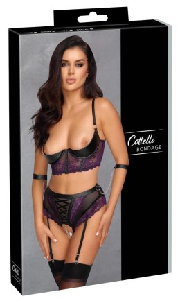 Cottelli Bondage Komplet Koronkowy Fioletowy Longline 75B/S z Kajdankami Cottelli