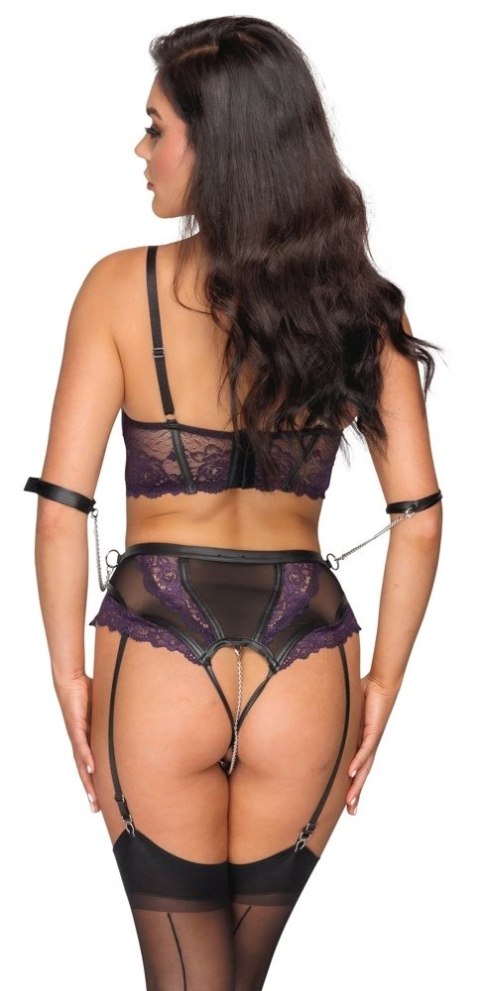 Cottelli Bondage Komplet bielizny halter fioletowa koronka 80B/M Cottelli