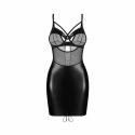 Obsessive Dominna Komplet Chemise & String Czarny Wetlook S/M Obsessive
