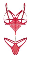 Obsessive Matildea Body L/XL czerwone, otwarty fason, koronka Obsessive