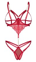Obsessive Matildea Body S/M czerwone z koronką i łańcuszkami Obsessive