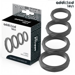 Addicted Toys Zestaw Teksturowanych Pierścieni Silikonowych 4 Rozmiary ADDICTED