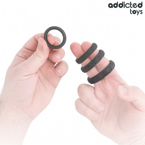 Addicted Toys Zestaw Teksturowanych Pierścieni Silikonowych 4 Rozmiary ADDICTED