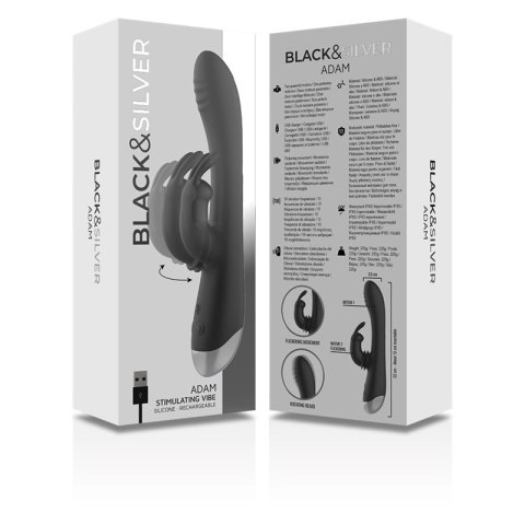 BLACK&SILVER Adam Czarny - Intymny masażer silikonowy z podwojnym silnikiem BLACK&SILVER