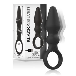 BLACK&SILVER OZZY silikonowy korek analny z 10 trybami wibracji BLACK&SILVER
