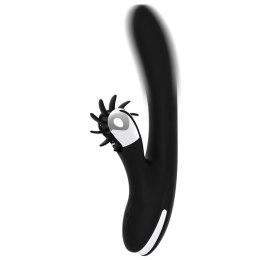 Black & Silver Johnny Vibe Bunny - silikonowy model z wibracjami USB 24 cm BLACK&SILVER