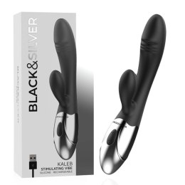 Black & Silver Kaleb Vibe dwusilnikowy model silikonowy 20 cm USB BLACK&SILVER