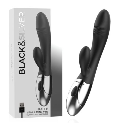 Black & Silver Kaleb Vibe dwusilnikowy model silikonowy 20 cm USB BLACK&SILVER