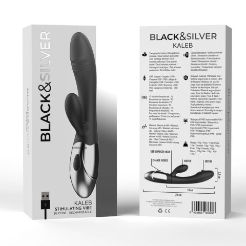 Black & Silver Kaleb Vibe dwusilnikowy model silikonowy 20 cm USB BLACK&SILVER