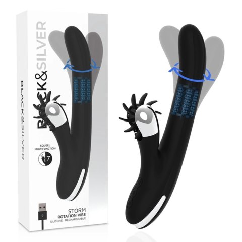 Black & Silver Storm Rotation Vibe silikonowy model rotacyjny USB 24cm BLACK&SILVER