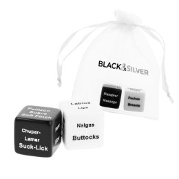 Black&SILVER Zestaw Kości dla Par 2 cm z satynowym etui BLACK&SILVER