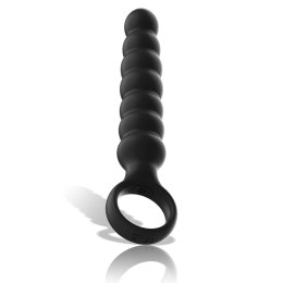 Black&Silver Bob silikonowy aplikator analny z wibracją, czarny IPX6 BLACK&SILVER