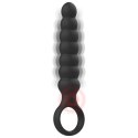 Black&Silver Bob silikonowy aplikator analny z wibracją, czarny IPX6 BLACK&SILVER