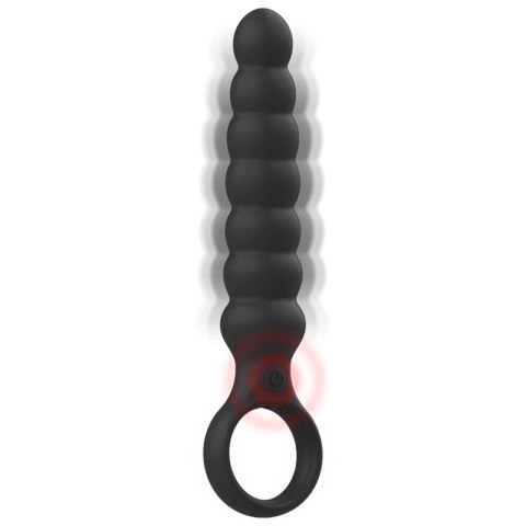 Black&Silver Bob silikonowy aplikator analny z wibracją, czarny IPX6 BLACK&SILVER