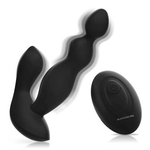 Black&Silver Cora - silikonowy wibrujący korek z pilotem, unisex, IPX6 BLACK&SILVER