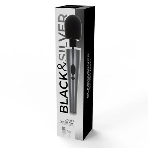 Black&Silver Dexter - Masażer Rożdżka 10 Trybow Silikon USB 30,6cm BLACK&SILVER