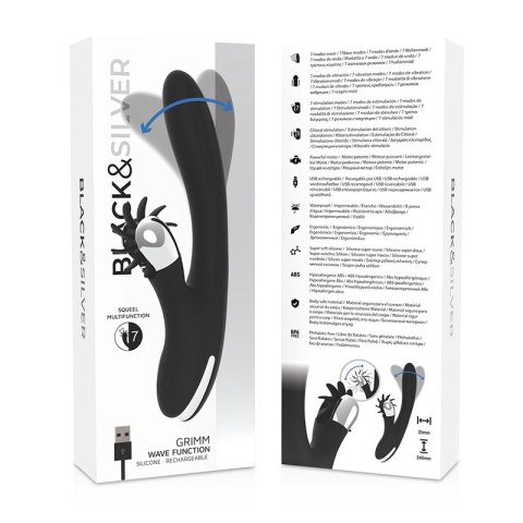 Black&Silver Grimm Wave - silikonowy model z funkcją fali i ładowaniem USB BLACK&SILVER