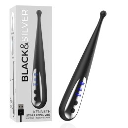 Black&Silver Kenneth - zaawansowany model wibrujący USB, silikon, 19 cm BLACK&SILVER