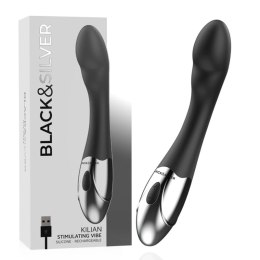 Black&Silver Kilian Model Wibrujący USB, silikon, wodoodporny 20cm BLACK&SILVER