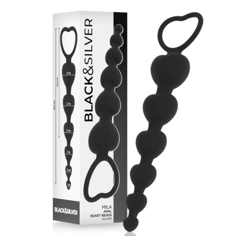 Black&Silver Milan Łańcuch Serc Silikonowy 18 cm, czarny, 5 elementow BLACK&SILVER