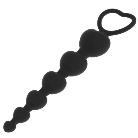 Black&Silver Milan Łańcuch Serc Silikonowy 18 cm, czarny, 5 elementow BLACK&SILVER