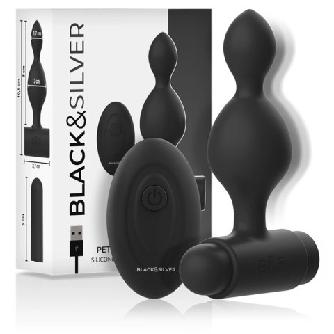 Black&Silver Tucker - silikonowa baza analna z pilotem, 8 cm IPX6 BLACK&SILVER