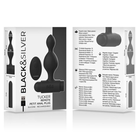 Black&Silver Tucker - silikonowa baza analna z pilotem, 8 cm IPX6 BLACK&SILVER