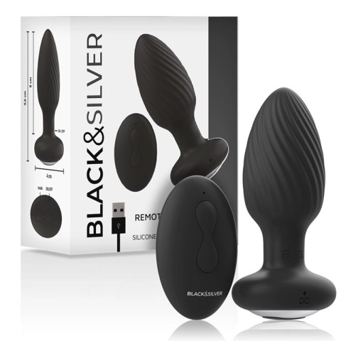 Black&Silver Welss - silikonowy rotacyjny system intymny z pilotem IPX6 BLACK&SILVER
