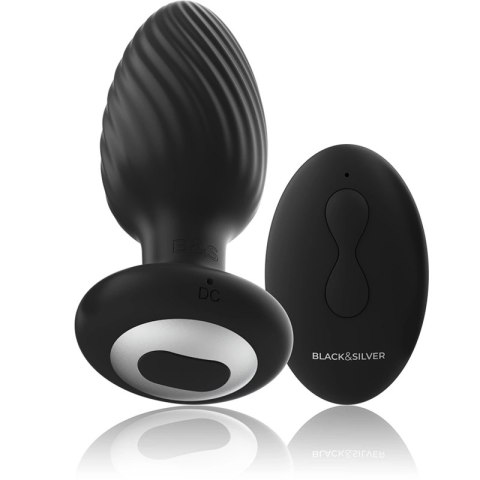 Black&Silver Welss - silikonowy rotacyjny system intymny z pilotem IPX6 BLACK&SILVER