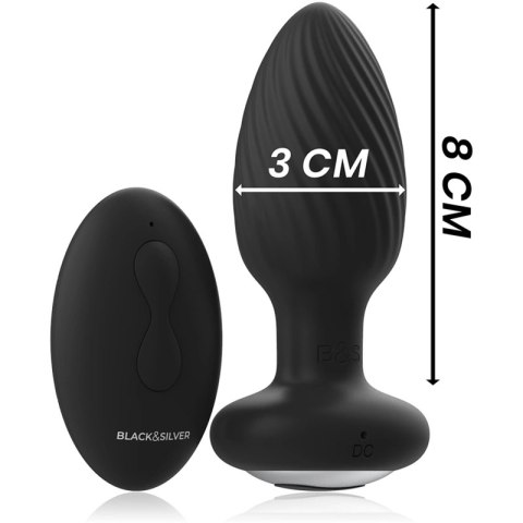Black&Silver Welss - silikonowy rotacyjny system intymny z pilotem IPX6 BLACK&SILVER