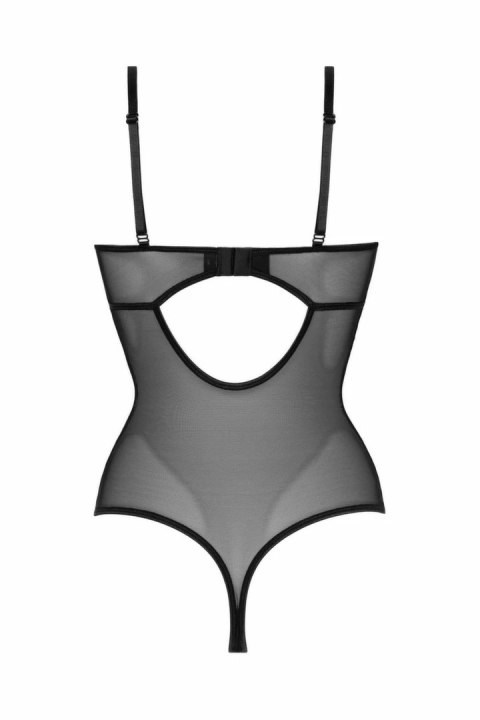 Christine Vesper - body damskie z efektem wetlook i koronką, czarne S/M Christine