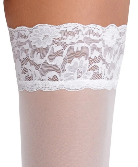 Cottelli LEGWEAR Białe Pończochy Stay-Up z Koronką 20 den Oeko-Tex Cottelli