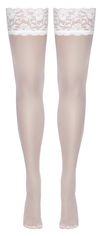 Cottelli LEGWEAR Białe Pończochy Stay-Up z Koronką 20 den Oeko-Tex Cottelli