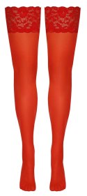 Cottelli LEGWEAR Pończochy czerwone z koronką i silikonowym paskiem 20 den Cottelli