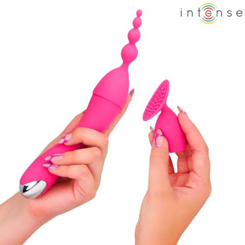 Intense Cher - Wibrator wielofunkcyjny z 4 wymiennymi głowicami, fioletowy INTENSE