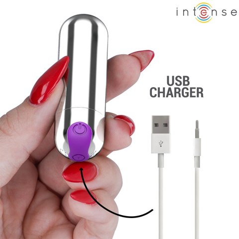 Intense Karen Mini Wibrujący Pocisk USB Srebrny 10 Trybow 8cm INTENSE